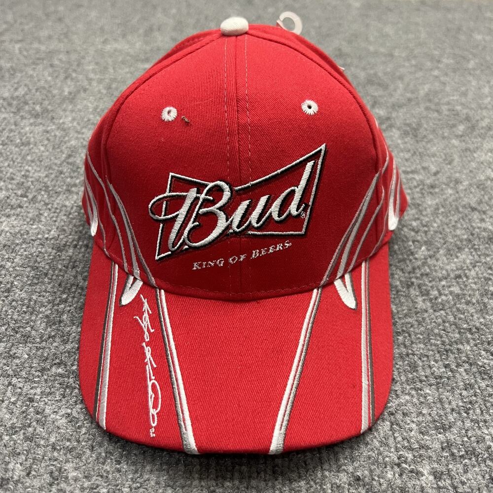 Budweiser Hat Cap Strap Back Red NASCAR Racing Winners Circle King of Beers Mens